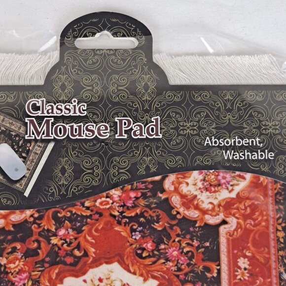 Arabic Rug Mouse Pad with Set of 4 Matching Coasters Navy Orange White NWT - Picture 5 of 10